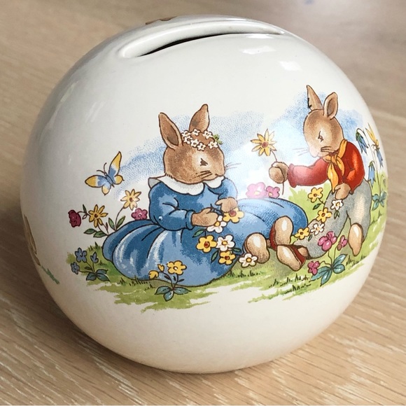 ⭐️Royal Doulton⭐️Bunnykins Coin Piggy bank Made in England Spherical Rabbit Kids - Picture 4 of 11